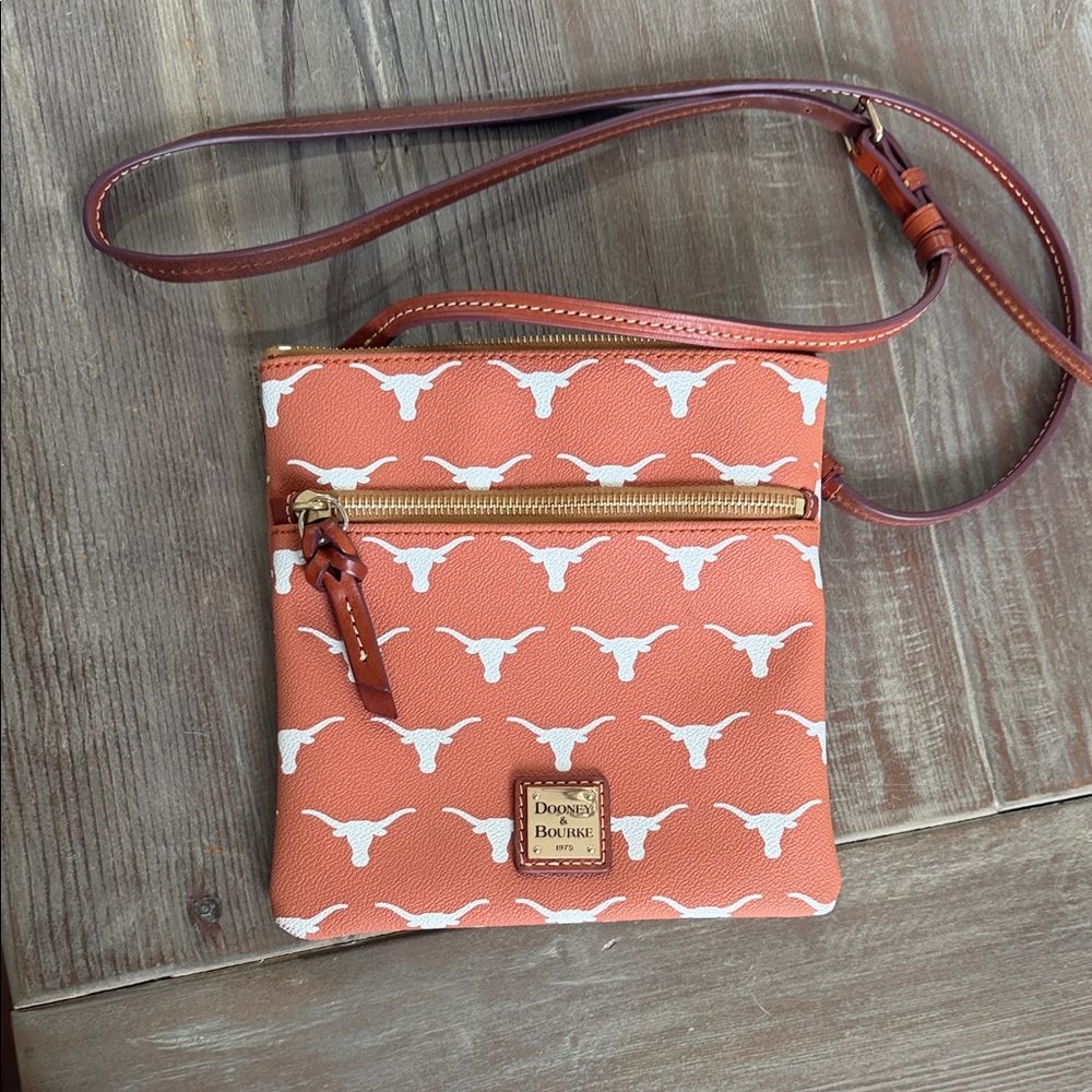 Dooney & Bourke Orange Crossbody with White Longhorn Print